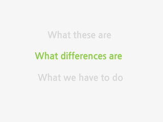 What these are
What differences are
What we have to do
 