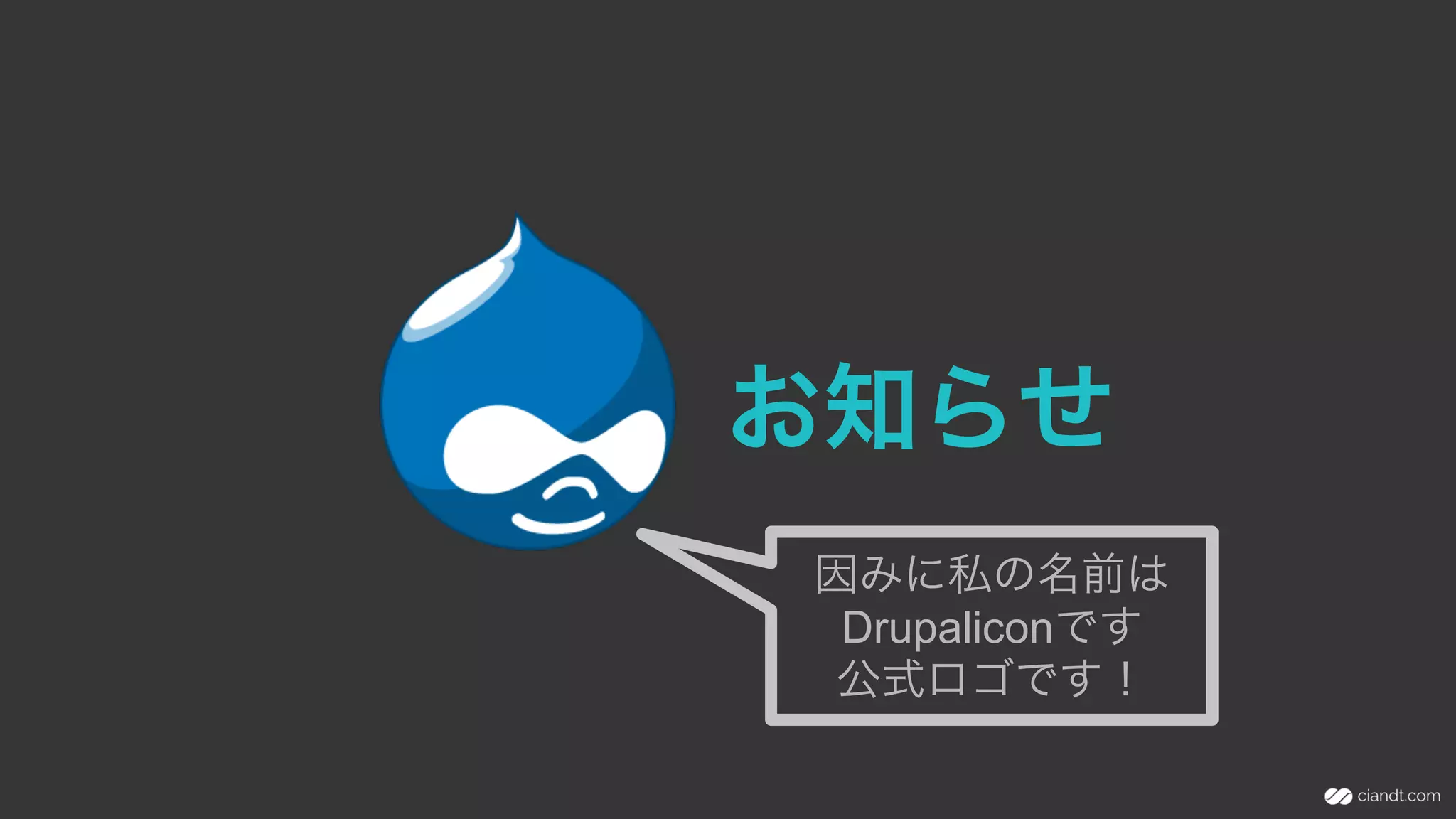 お知らせ
因みに私の名前は
Drupaliconです
公式ロゴです！
 