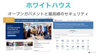 ホワイトハウス
オープンガバメントと最高峰のセキュリティ
ウェブ
サイト
 
