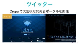 ツイッター
Drupalで大規模な開発者ポータルを開発
ポータル
 