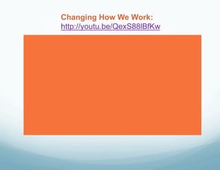 Changing How We Work:
http://youtu.be/QexS88lBfKw
 