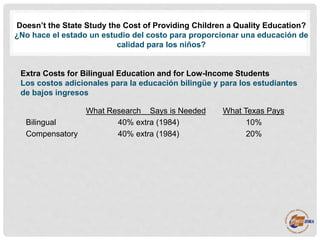 What is Education Funding Based in Texas?
¿En que se Base los Fondos de
Educación en Texas?
Research / Investigación State...