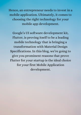 Why flutter is the best choice to build a startup mobile app | PDF