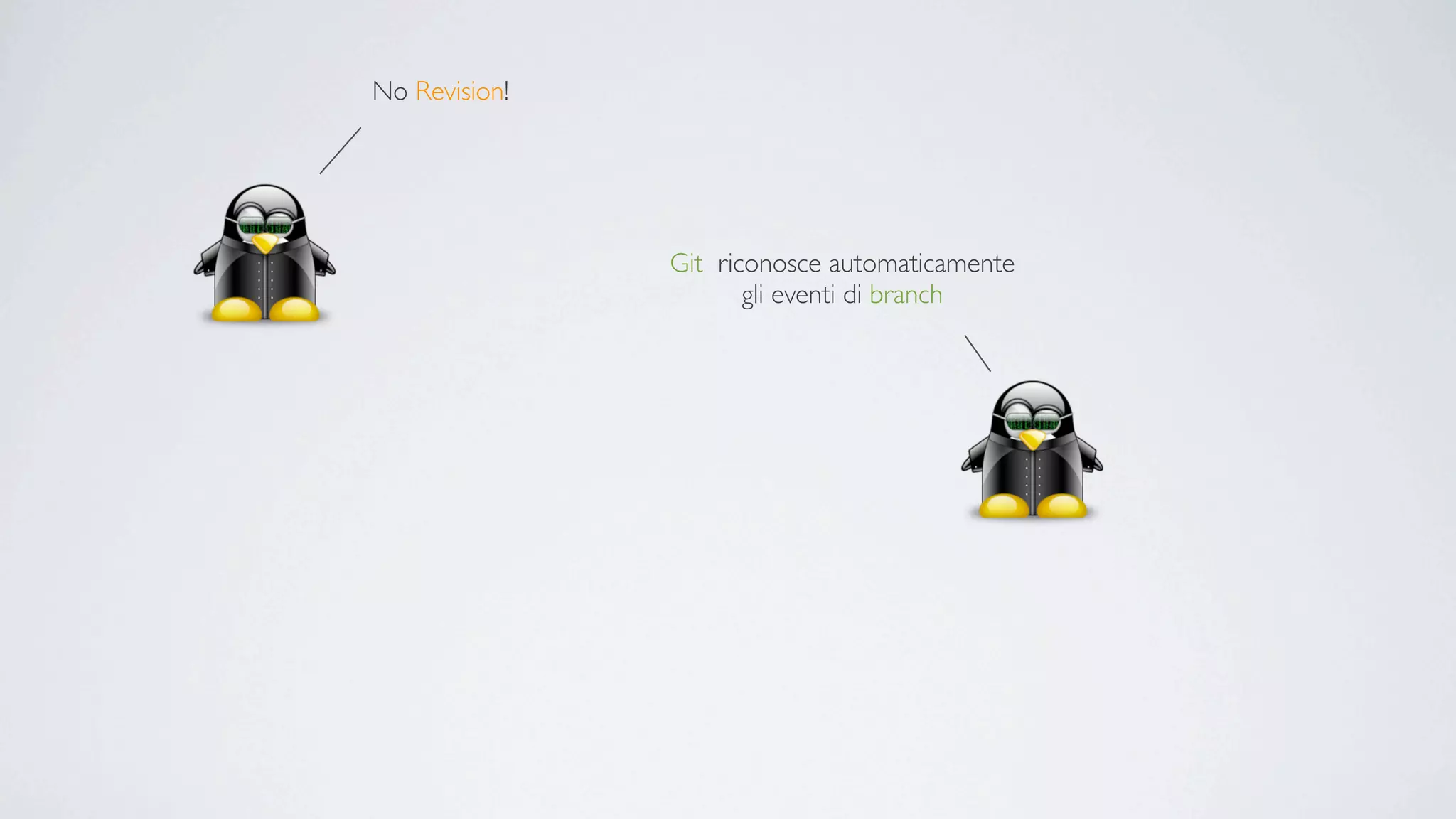 No Revision!




               Git riconosce automaticamente
                      gli eventi di branch
 