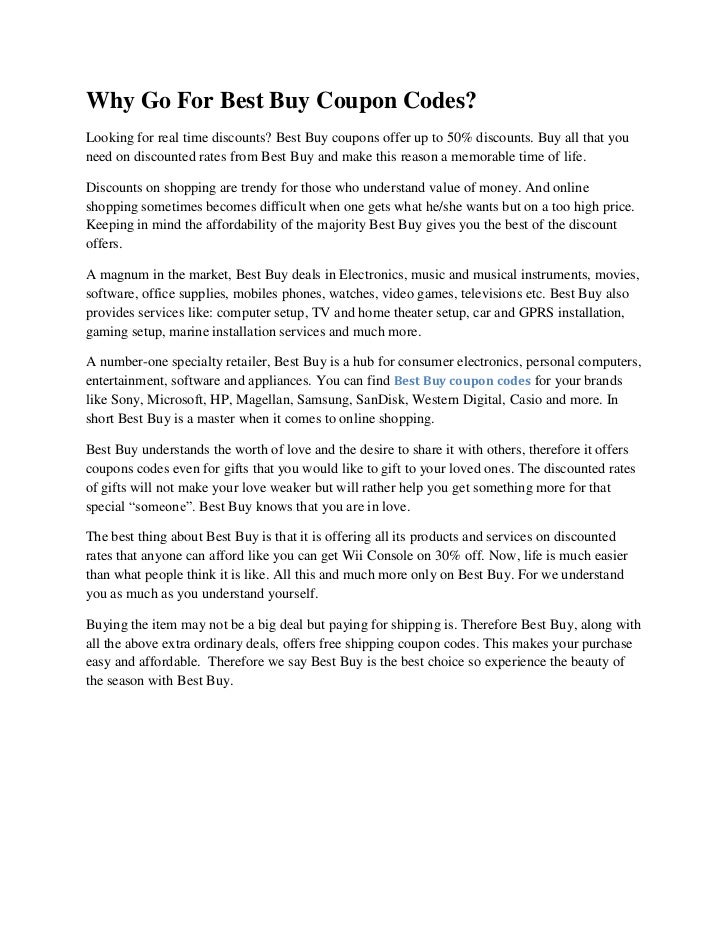 Why Go For Best Buy Coupon Codes