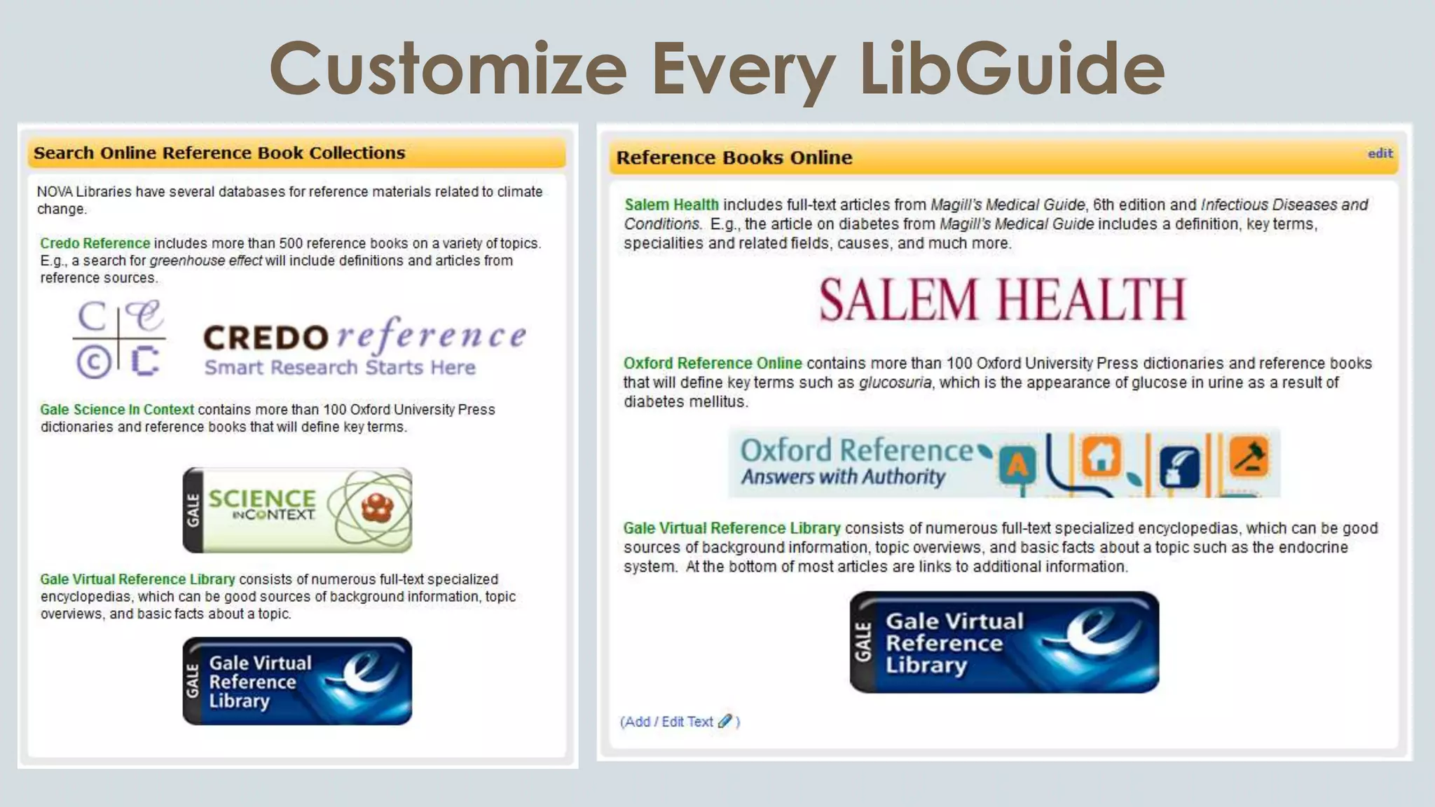 Customize Every LibGuide
 