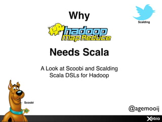 Why                     Scalding




            Needs Scala
         A Look at Scoobi and Scalding
            Scala DSLs for Hadoop



Scoobi

                                         @agemooij
 