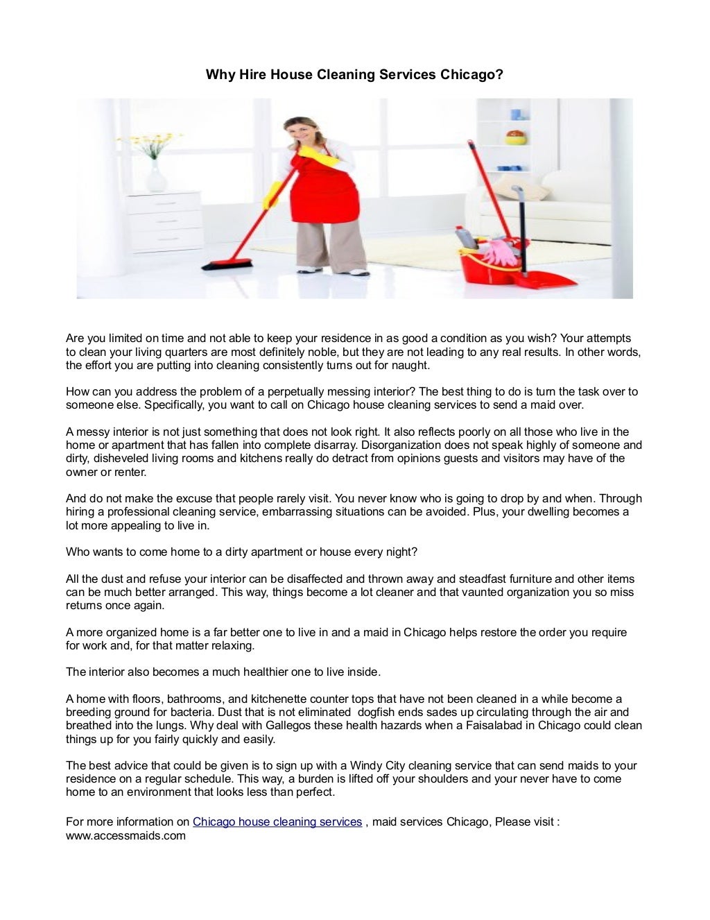 Why Hire House Cleaning Services Chicago?