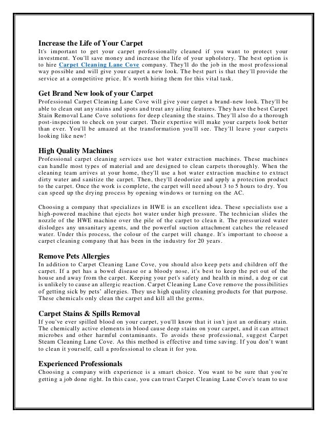 Why hire professional carpet cleaning lane cove