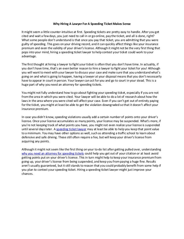 Why Hiring A Lawyer For A Speeding Ticket Makes Sense