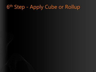 6th Step - Apply Cube or Rollup

30

 