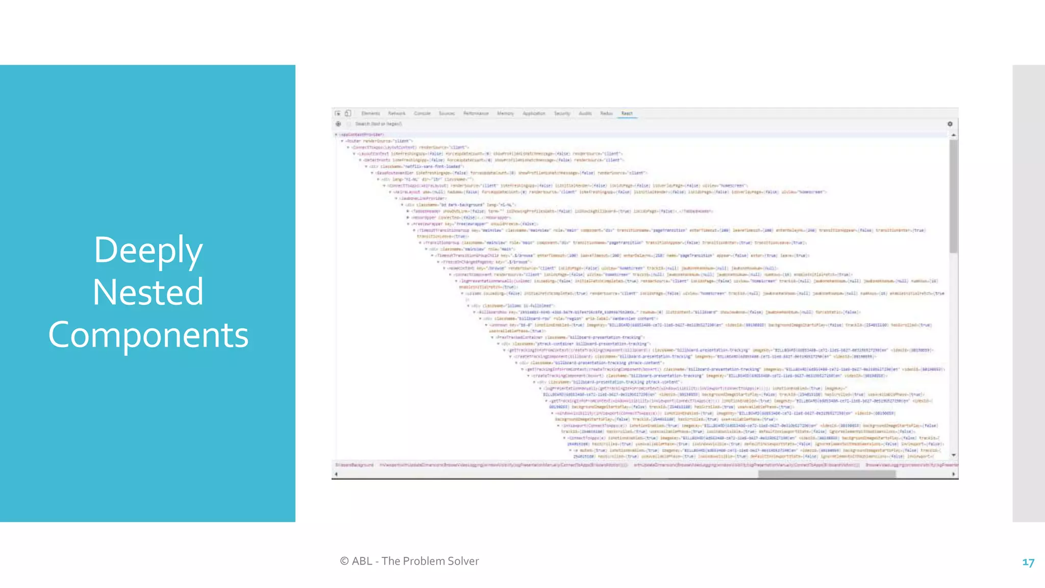 Deeply
Nested
Components
© ABL - The Problem Solver 17
 