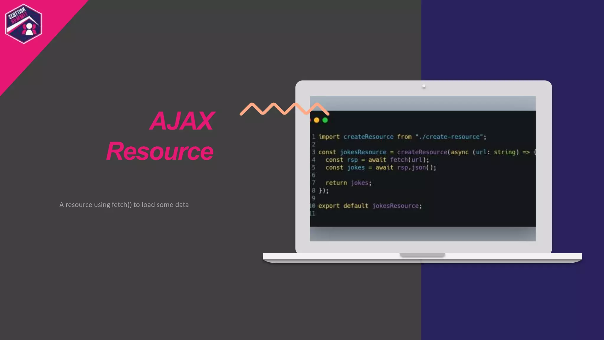 A resource using fetch() to load some data
AJAX
Resource
 
