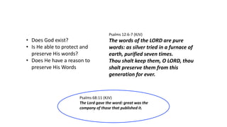 Psalms 68:11 (KJV)
The Lord gave the word: great was the
company of those that published it.
Over 1000
ancient
Scripture
p...
