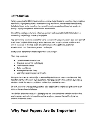 Mastering IGCSE Exam Success with Past Papers: A Step-by-Step Guide | PDF
