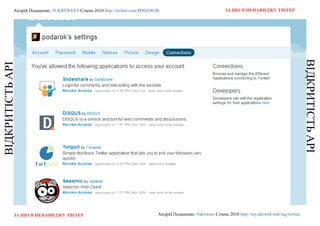 Андрій Поданенко. #ukrtweet Січень 2010 http://twitter.com/podarok                                 За що я ненавиДжу твітер




                                                                                                                                                         вІдКРиТІСТЬ API
вІдКРиТІСТЬ API




            За що я ненавиДжу твітер                                         Андрій Поданенко. #ukrtweet Січень 2010 http://my.ukrweb.info/tag/twitter
 