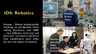 ID4: Robotics
Human - Robot buddy-buddy
working on production lines,
aiding discovery and R&D
….two different mind sets an...