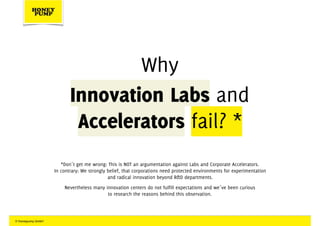 Why
Innovation Labs and
Accelerators fail? *
© Honeypump GmbH
*Don´t get me wrong: This is NOT an argumentation against La...