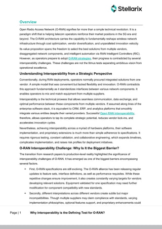 Compatibility Ran Ok Why Interoperability is the Defining Test for O-RAN in 5G Networks | PDF