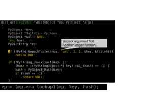 Unpack argument first.
Another longer function.
 