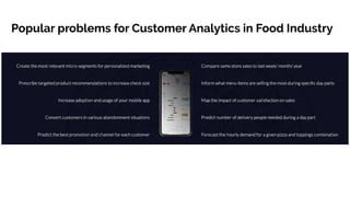 Popular problems for Customer Analytics in Food Industry
 