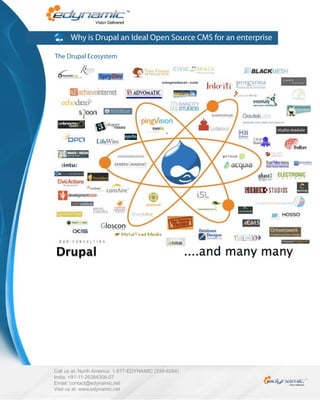 Why is Drupal an Ideal Open Source CMS for an enterprise

The Drupal Ecosystem




Call us at: North America: 1-877-EDYNAMIC (339-6264)
India: +91-11-26384306-07
Email: contact@edynamic.net
Visit us at: www.edynamic.net
 