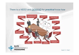 August 13 | Page 2
There is a NEED and DEMAND for practical know how
 