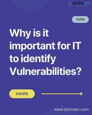 Why is it
important for IT
to identify
Vulnerabilities?
01/06
SWIPE
www.bornsec.com
 