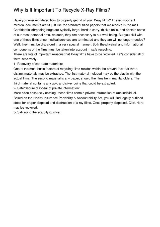 Why Is It Important To Recycle XRay Films?