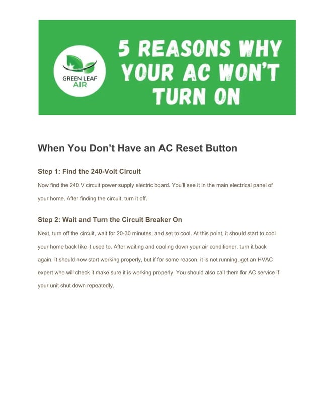 5 Reasons Why Your AC Won’t Turn On PDF