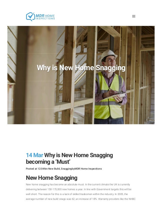 why is new home snagging becoming a must new house snagging