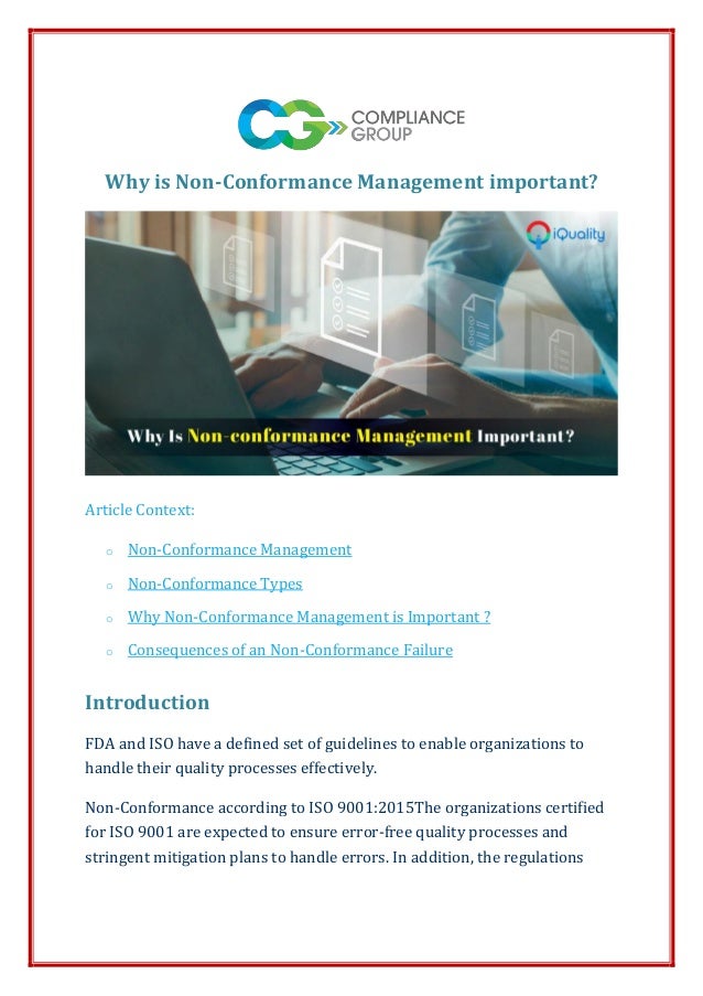 Why is non conformance management important? 2 why is non conformance management important 1 638