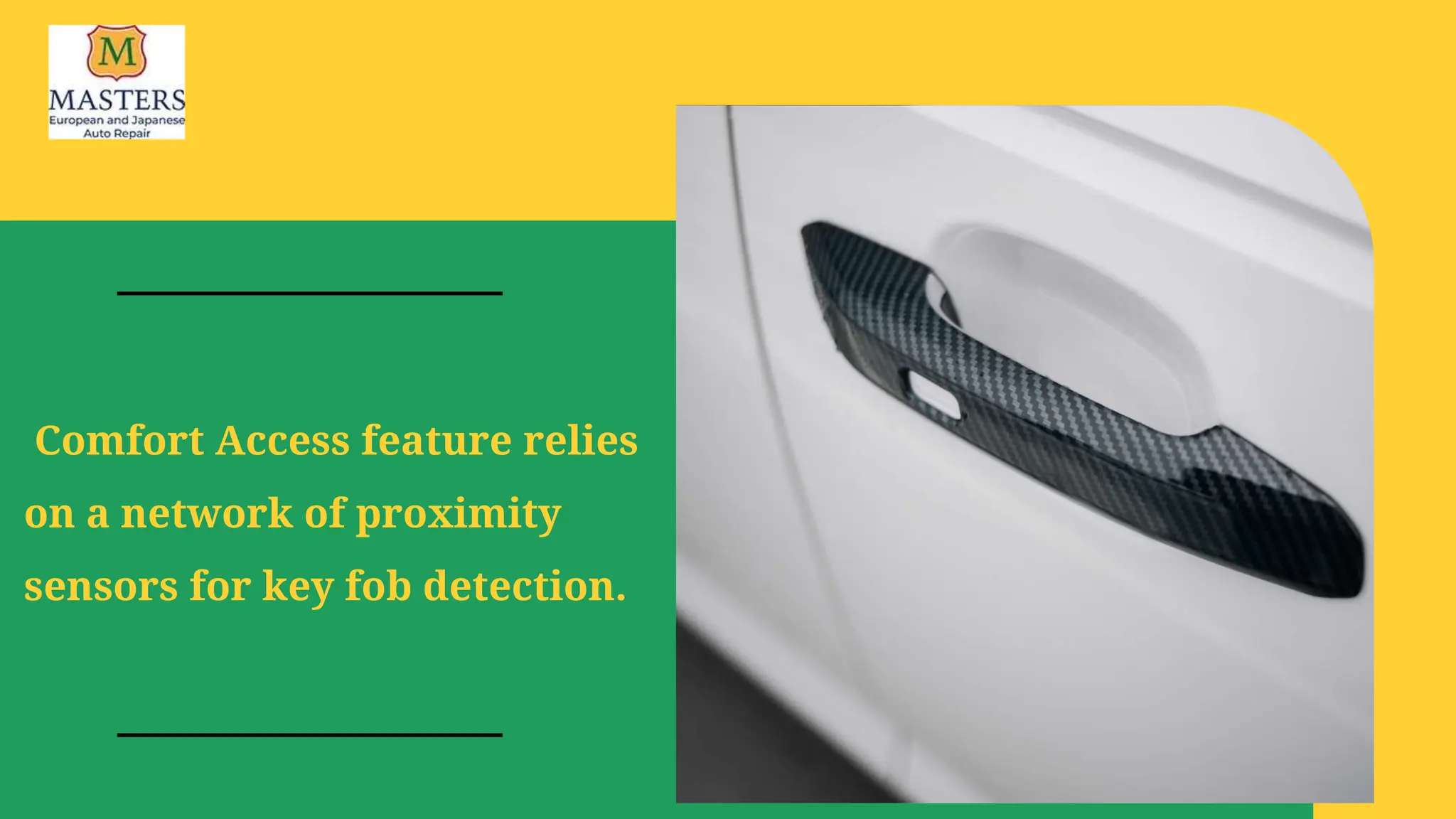 Comfort Access feature relies
on a network of proximity
sensors for key fob detection.
 