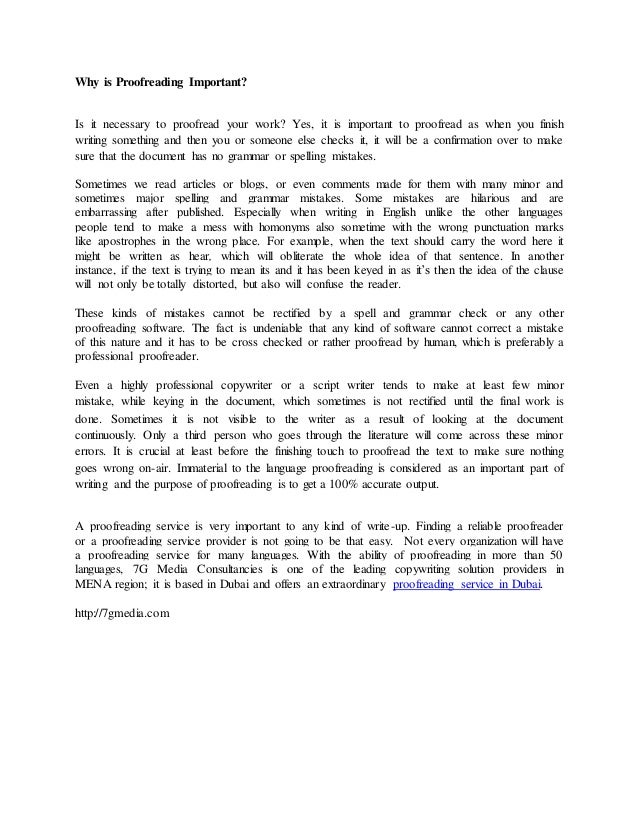 Why Is Proofreading Important 13 10 2014