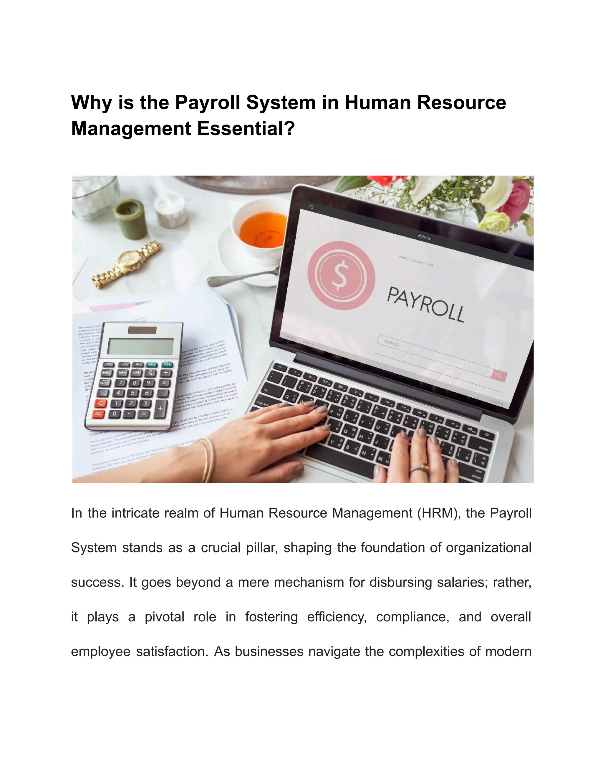 The Payroll System in Human Resource Management Essential | PDF