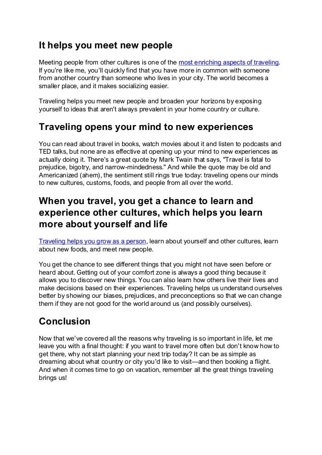 Why Is Traveling So Important In Life Pdf