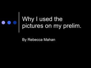 Why I used the pictures on my prelim.  By Rebecca Mahan 