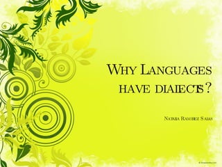 Why Languages have dialects? Natalia Ramirez Salas 