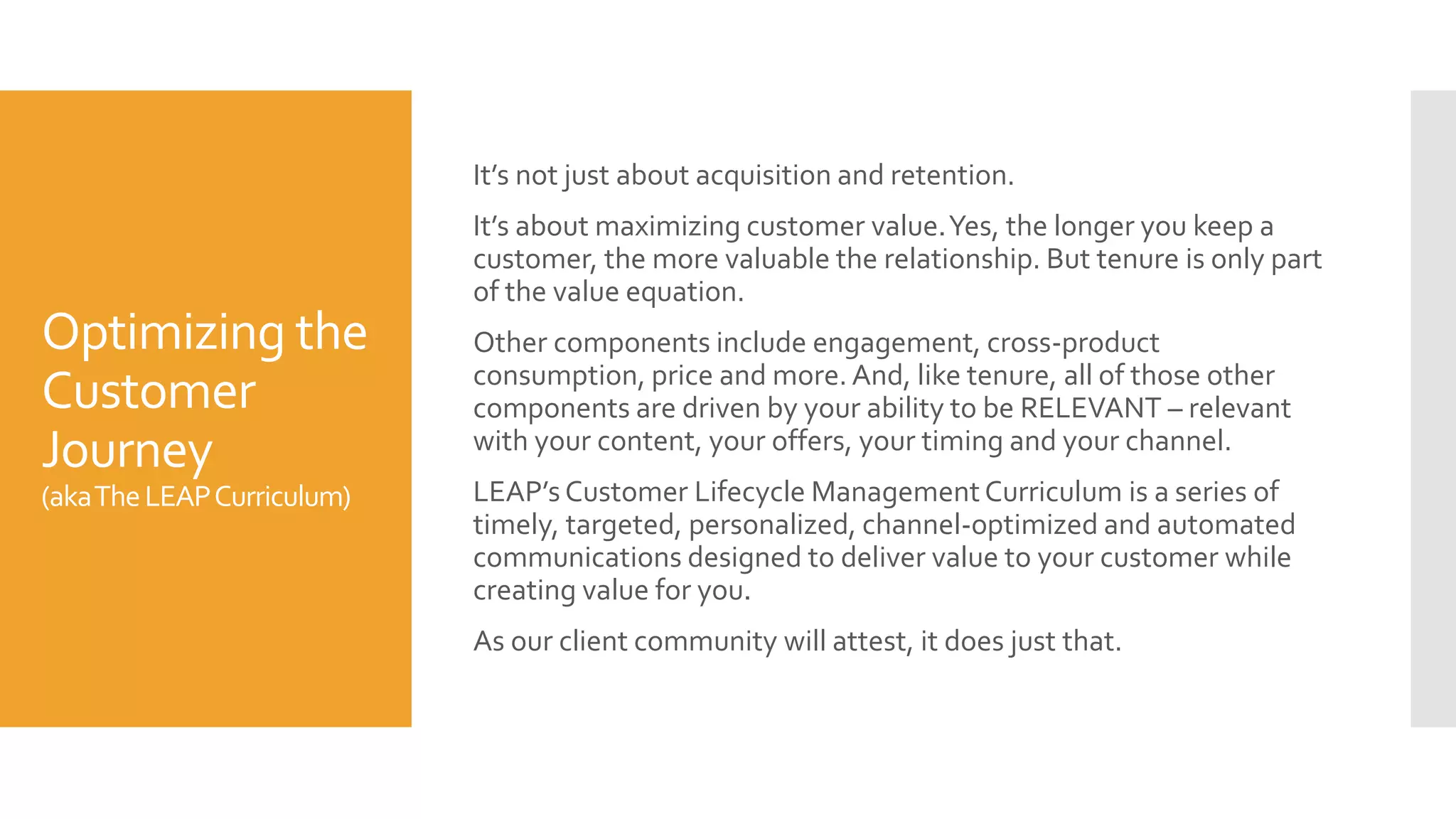 Digital
Transformation
We understand that your business is evolving. For our clients, we’re
making that evolution a bit more seamless.
We’re not only helping to move their customer interactions to the
digital realm, we’re consolidating digital data assets in a single
environment where they can be deployed to drive engagement,
cross-marketing efforts, operational efficiencies and more.
Data from DMP’s, web registration systems, e-commerce and
contest platforms all come together with customer transactions and
consumer demographics to enable the optimal promotion of your
print and digital product portfolio.
 