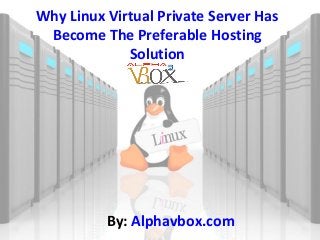 Why Linux Virtual Private Server Has
Become The Preferable Hosting
Solution

By: Alphavbox.com

 