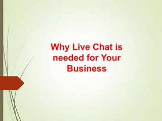 Why Live Chat is
needed for Your
Business
 