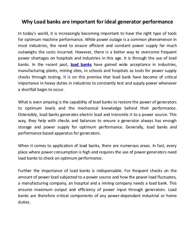 why load banks are important for ideal generator performance bank check generator