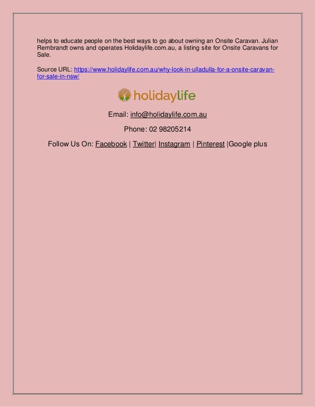Why Look In Ulladulla For A Onsite Caravan For Sale In Nsw Holidayl
