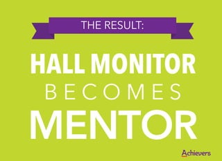 THE RESULT:



HALL MONITOR
 BECOMES
MENTOR
 