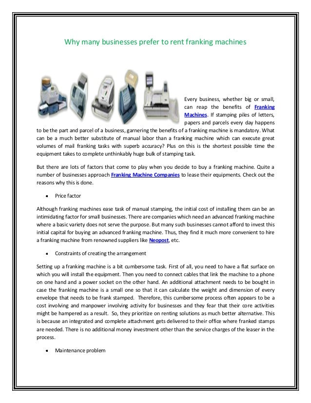 Why many businesses prefer to rent franking machines