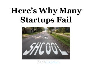 Here’s Why Many
Startups Fail
Photo Credit: http://funnyfails.net/
 