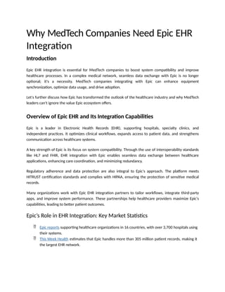 Role of Epic EHR Integration for MedTech Companies.pptx