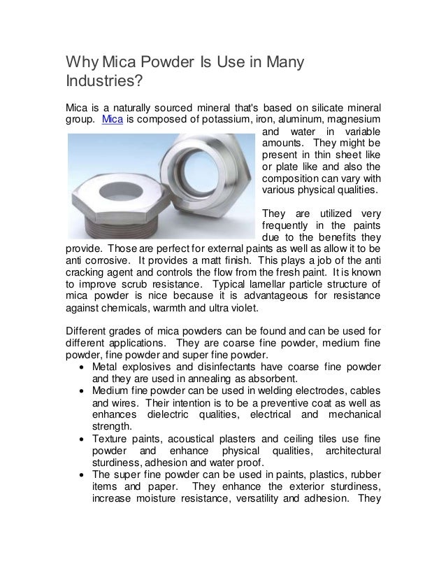 Why mica powder is use in many industries