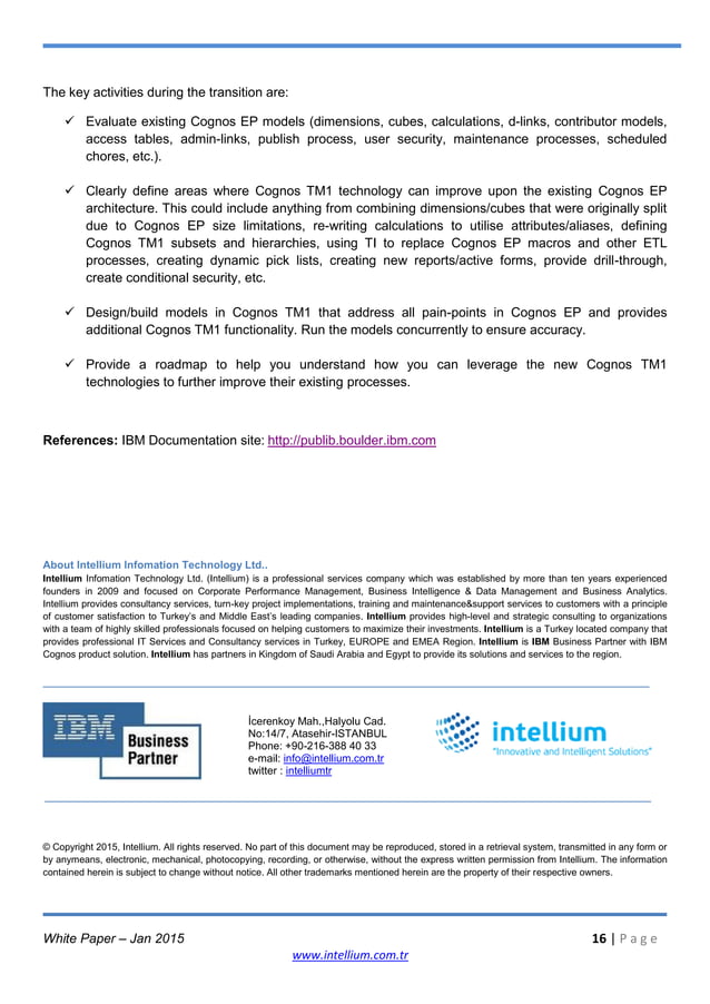 Why migrate from ibm cognos planning to tm1 ? | PDF