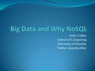 Andy Cobley
School of Computing
University of Dundee
Twitter: @andycobley
 